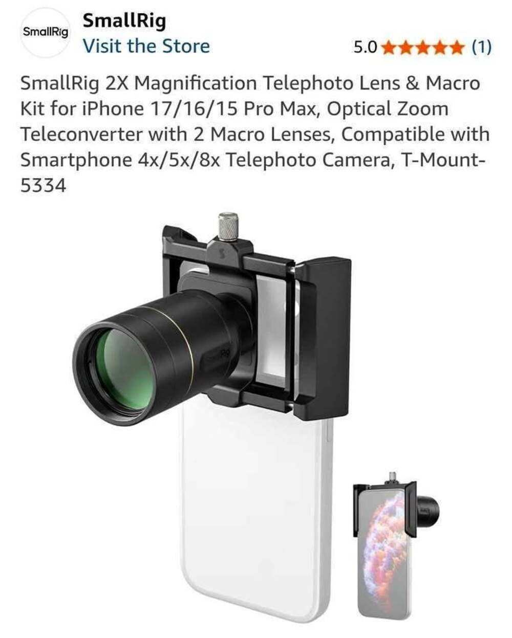SmallRig 2X Magnification Telephoto Lens & Macro Kit for iPhone 17/16/15 Pro Max